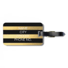 Black and Gold Stripe Initial Luggage Tag