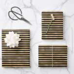 Black and Gold Striped Bridal Wedding Birthday  Wrapping Paper Sheet<br><div class="desc">Black and Gold Striped wedding,  bridal shower and birthday wrapping paper sheets.</div>