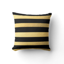 Black and Gold Striped Pillow