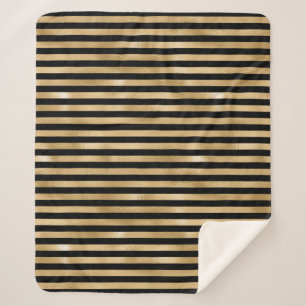Black and Gold Striped Sherpa Blanket