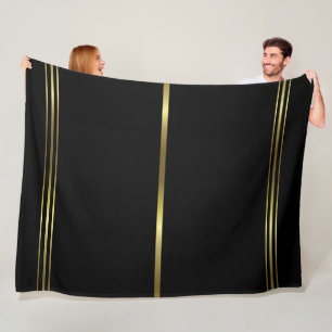 Black and Gold Stripes Elegant Design Trendy Fleece Blanket