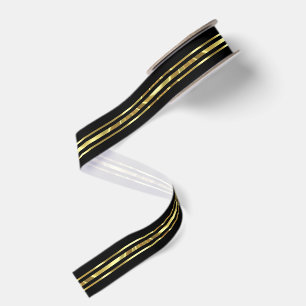 Black and gold stripes grosgrain ribbon