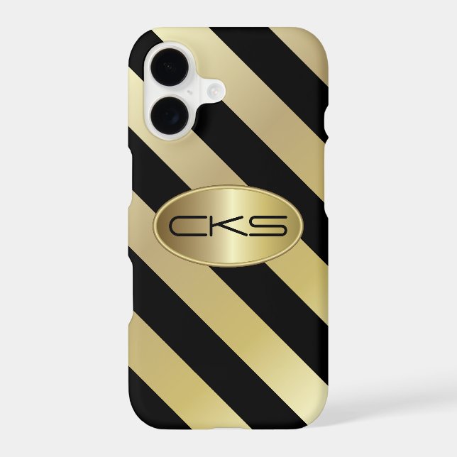 Black and Gold Stripes | Monogram  (Back)
