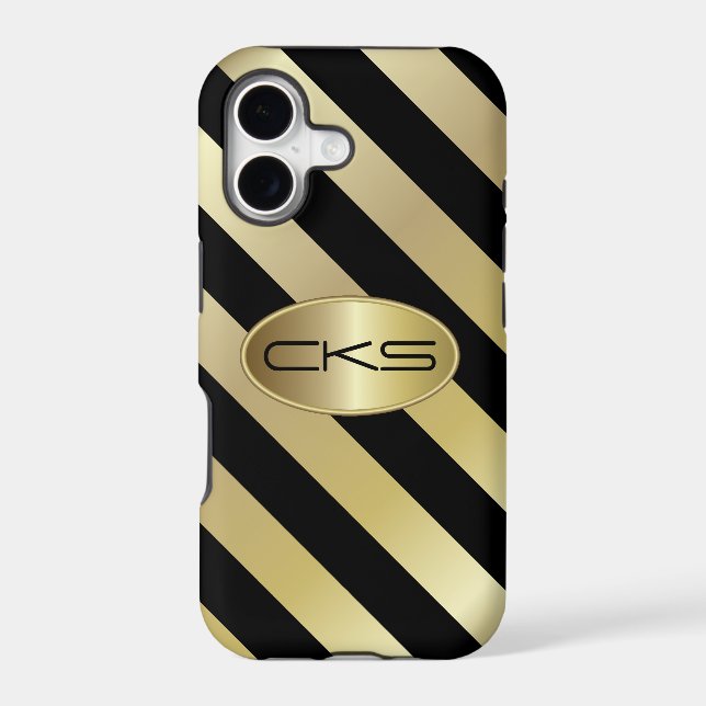 Black and Gold Stripes | Monogram | DIY Colour (Back)