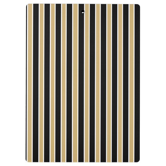 Black and Gold Stripes - School Colours Clipboard (Back)