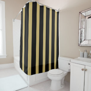Black and Gold Stripes Shower Curtain