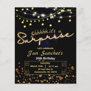 Black and gold surprise budget invitation Flyer