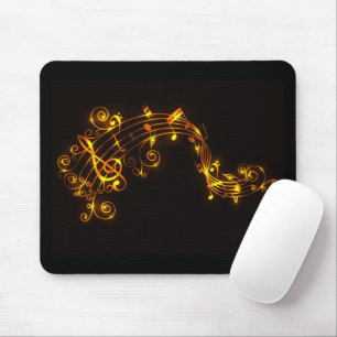 Black and Gold Swirling Musical Notes Mouse Pad