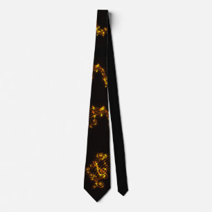Black and Gold Swirling Musical Notes Tie