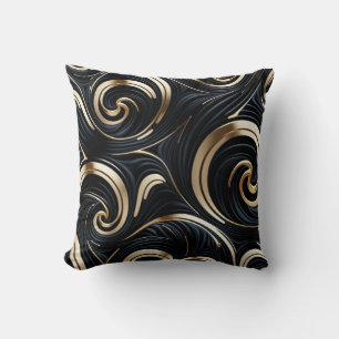 black and gold swirls cushion