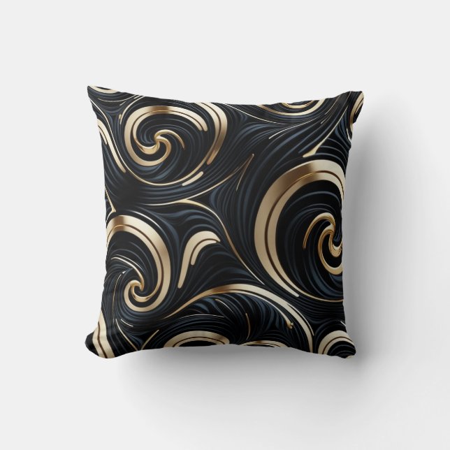 black and gold swirls cushion (Front)
