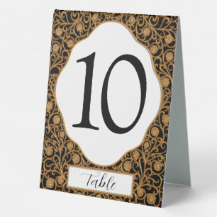 Black and Gold Table Number Table Tent Sign
