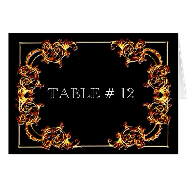 Black and gold  table number wedding event (Front Horizontal)