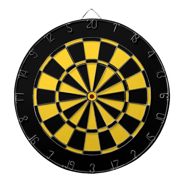 Black and Gold Team Colours Dartboard and Darts (Front)