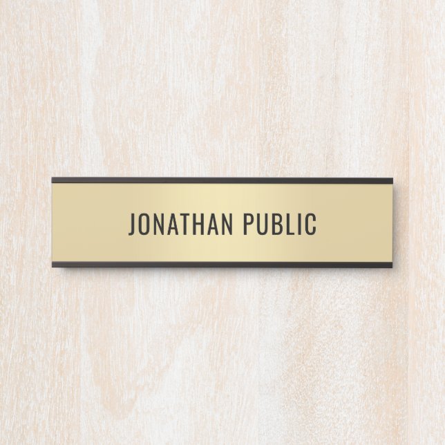 Black And Gold Template Elegant Modern Home Door Sign (Front)
