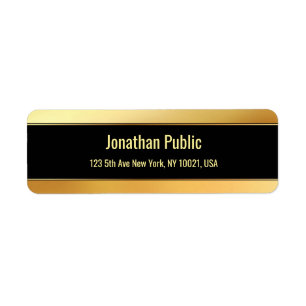 Black And Gold Template Elegant Modern Return Address Label