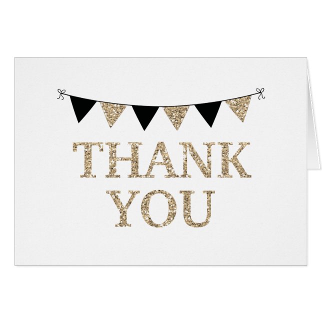 Black and Gold Thank You Card (Front Horizontal)