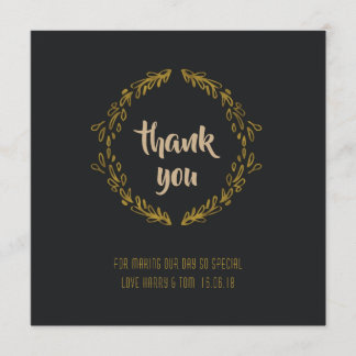 Black And Gold Thank You Card