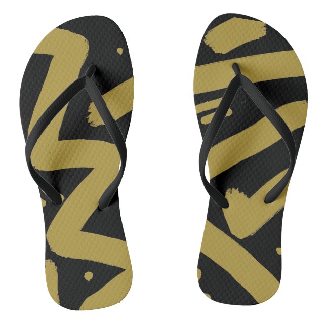 Black and Gold  Thongs (Footbed)