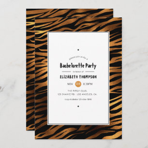Black and Gold Tiger Stripes Bachelorette Party Invitation
