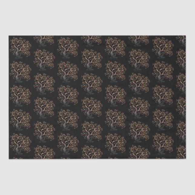 Black and Gold Tree Pattern Halloween Tissue Paper (Front)