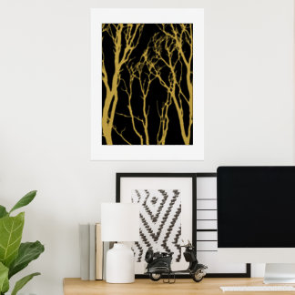 Black and gold trees foil prints