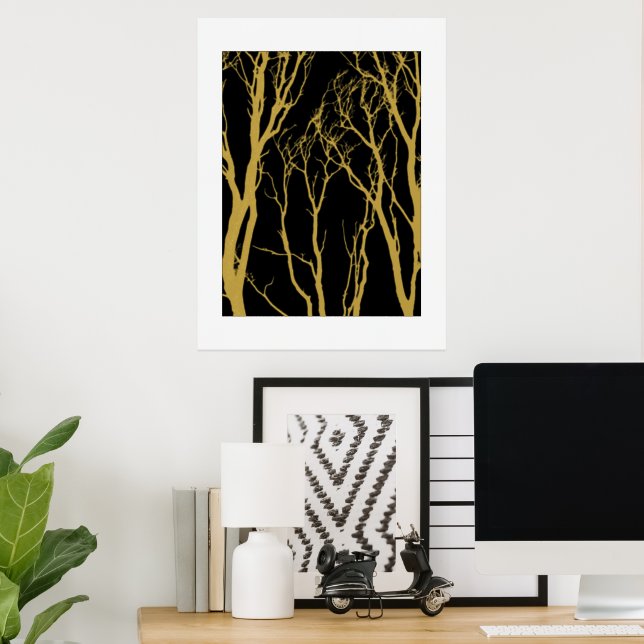 Black and gold trees  foil prints (In Situ (Desk))