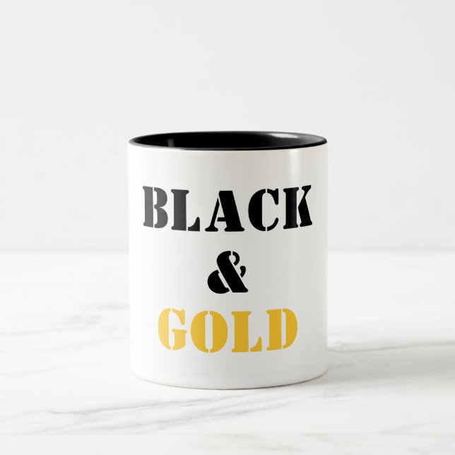Black and Gold Two-Tone Coffee Mug (Center)