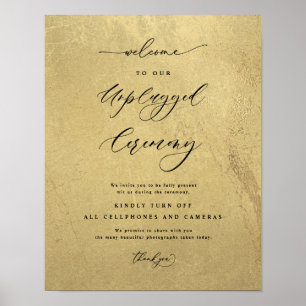 Black and Gold Unplugged Ceremony Wedding Sign