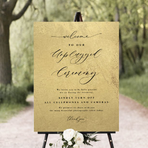 Black and Gold Unplugged Ceremony Wedding Sign