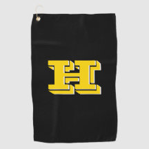Black and Gold Varsity Letter Golf Towel