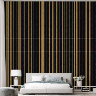 Black and Gold Vertical Stripes Wallpaper