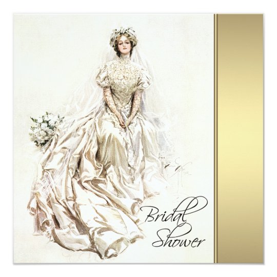Black and Gold Vintage Bridal Shower Card
