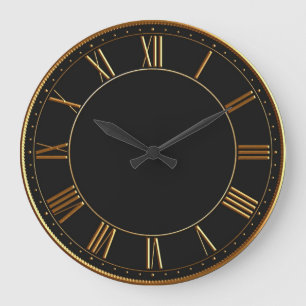 Black and Gold Vintage Roman Numeral Large Clock