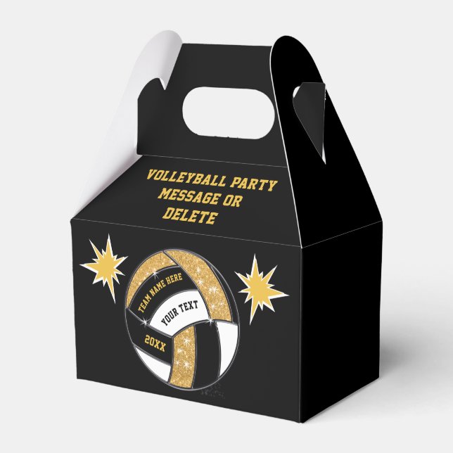 Black and Gold Volleyball Party Favours Boxes (Front Side)