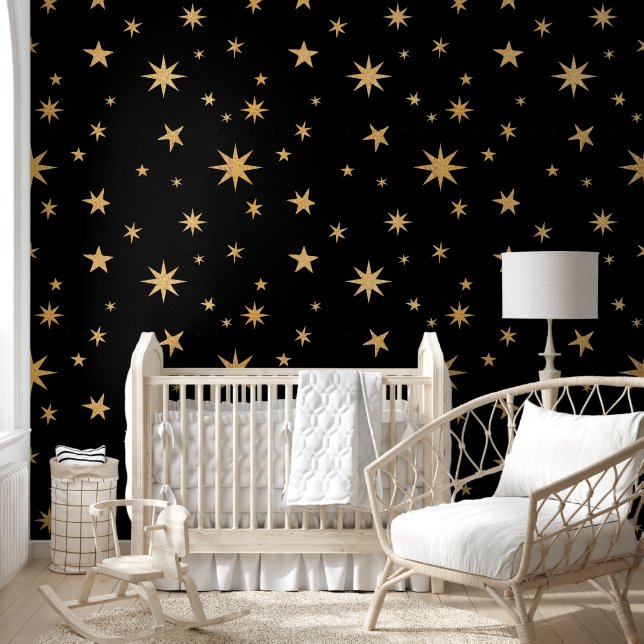 Black and Gold Wallpaper - Star Pattern  (Kids)