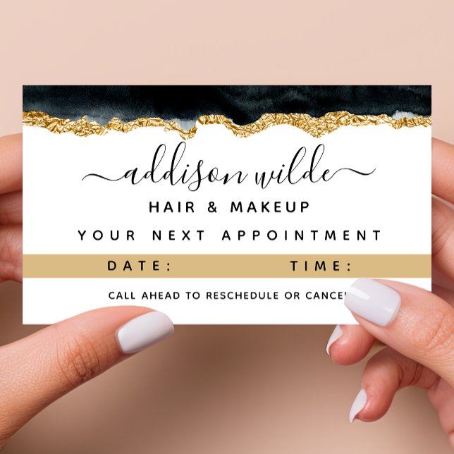 Black And Gold Watercolor Appointment Card (Creator Uploaded)