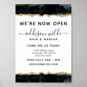 Black And Gold Watercolor Business Poster