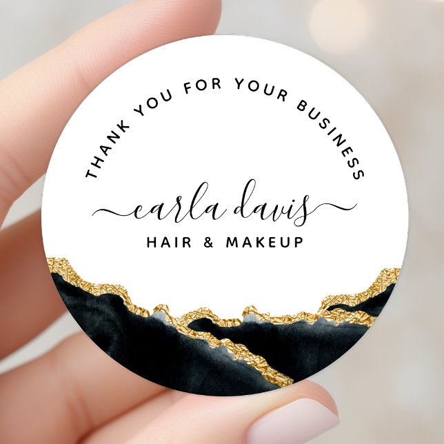 Black And Gold Watercolor Classic Round Sticker (Creator Uploaded)