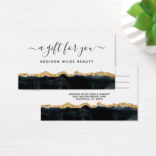 Black And Gold Watercolor Gift Card (Desk)
