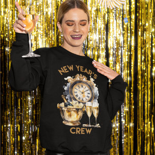 Black and Gold Watercolor New Years Crew Sweatshirt