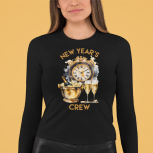 Black and Gold Watercolor New Years Crew T-Shirt