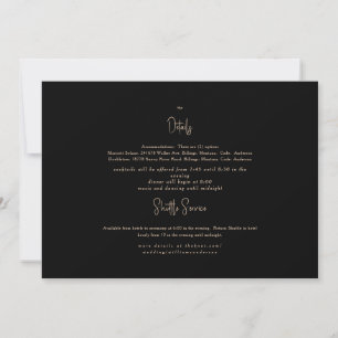 Black and Gold Wedding Detail Invitation