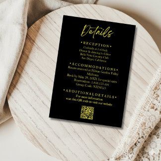 Black and Gold Wedding Details Enclosure Card