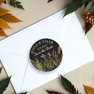 Black and Gold Wedding Elegant Personalised Classic Round Sticker