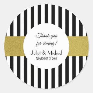 Black and Gold Wedding Favour Stickers