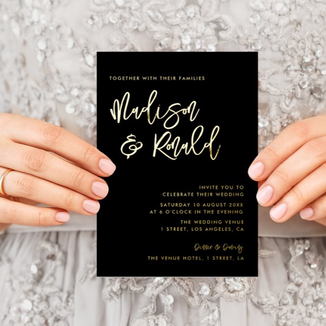 black and gold wedding foil invitation (Creator Uploaded)