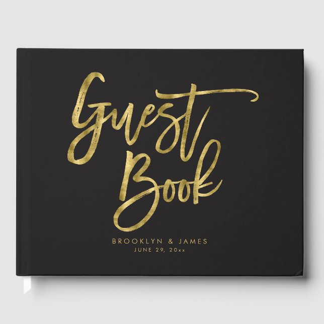 Black And Gold Wedding Guest Book (Front)