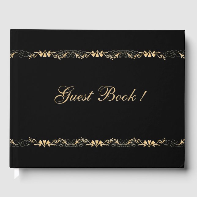 Black and Gold Wedding  Guest Book (Front)