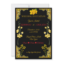 Black and Gold Wedding Invitation